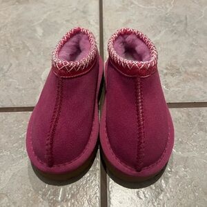 Kids Pink Tasman-like Tas Fur lined Clog Slippers Shoes